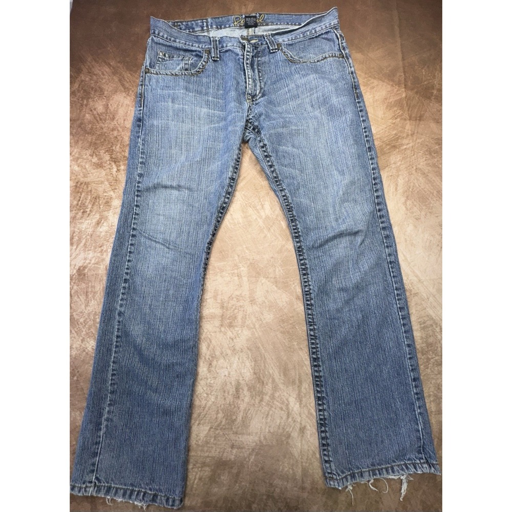 Royal Premium Men's Jeans Blue Medium Wash 36X32 Button Zip Embroidered